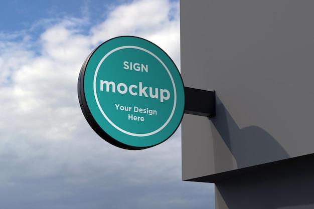 Wall mount sign facade board mockup