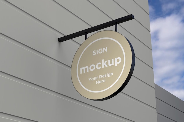 Wall Mount Sign facade Board Mockup