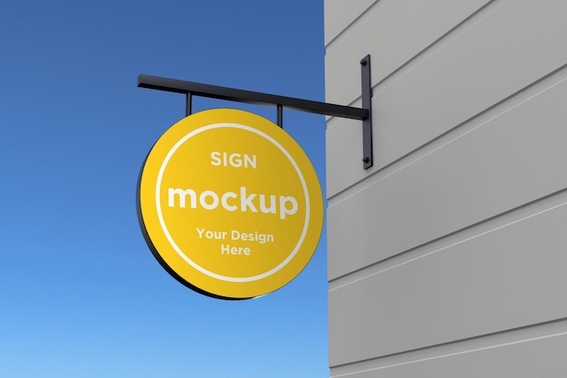 Wall mount sign facade board mockup