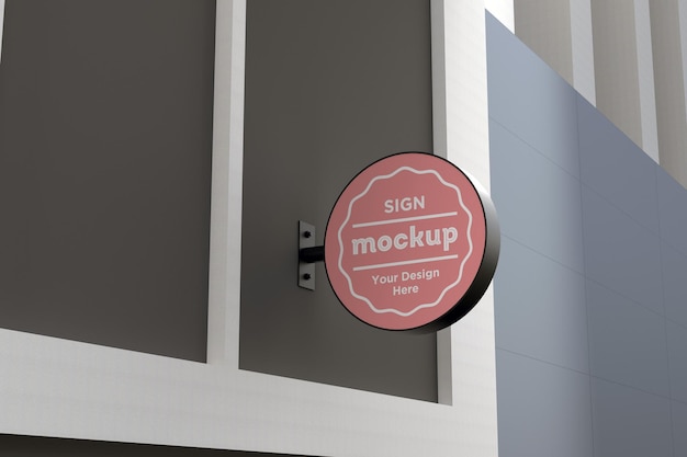 Wall Mount Sign facade Board Mockup