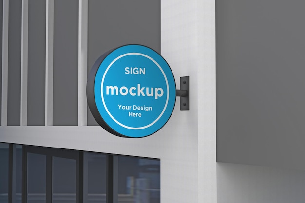 Wall Mount Sign facade Board Mockup