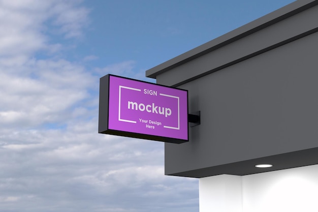 Wall Mount Sign facade Board Mockup