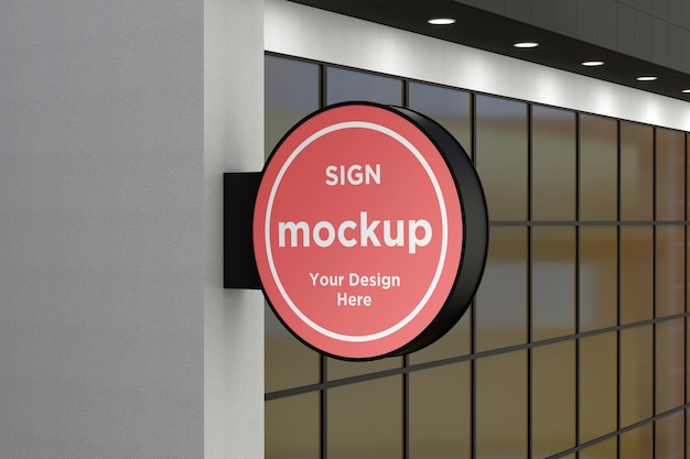 Wall Mount Sign facade Board Mockup