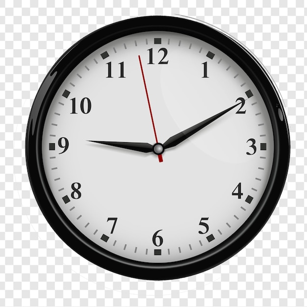 Wall office clock with black and red hands and white dial