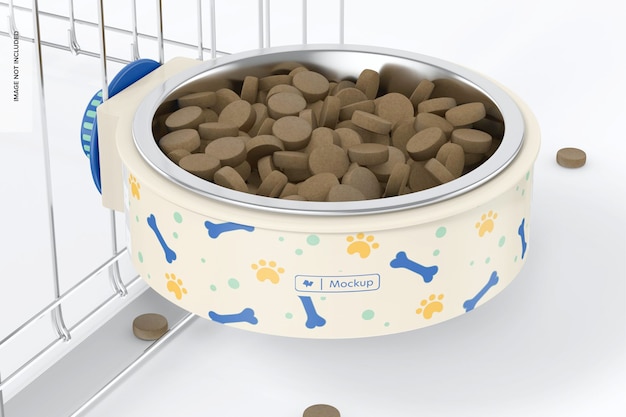 wall pet bowl mockup, hanging