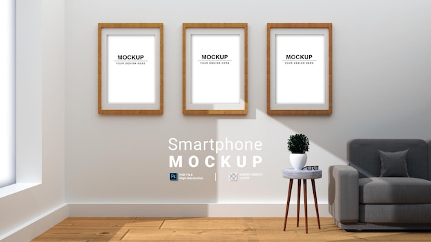 Mockup di cornice per foto da parete