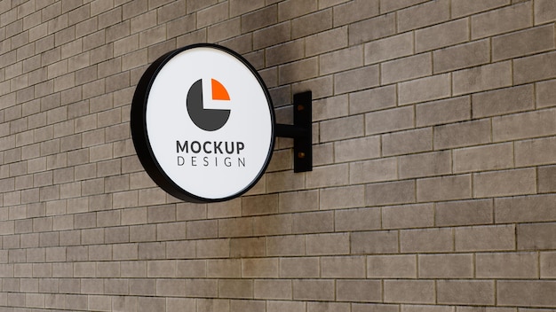 Wall sign mockup round logo mockup