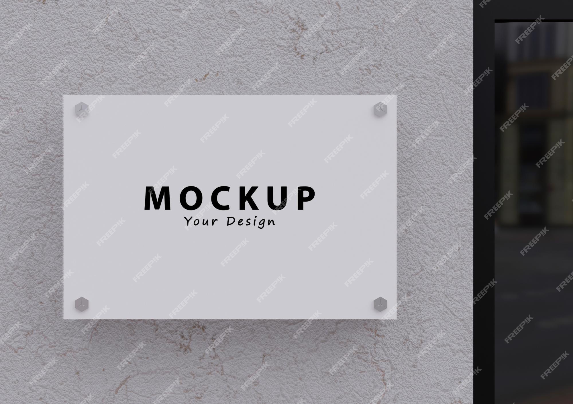 Premium PSD | Wall sign plaque logo mockup