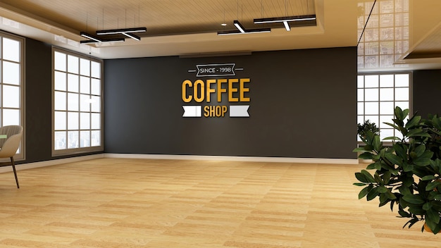 Wall sign restaurant logo mockup