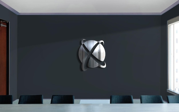 Wall signs chrome logo mockup