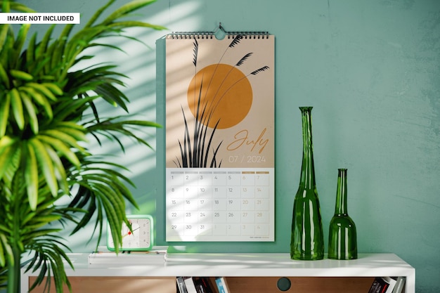 Wall spiral calendar mockup