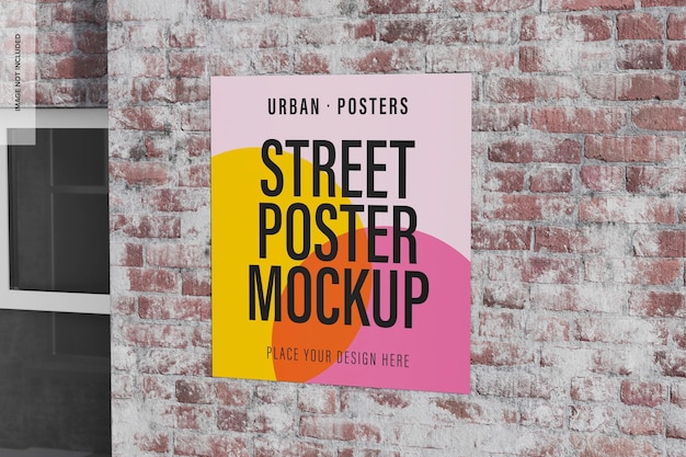 PSD mockup di poster di wall street, vista a destra