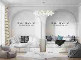 PSD wall template with two arched niches