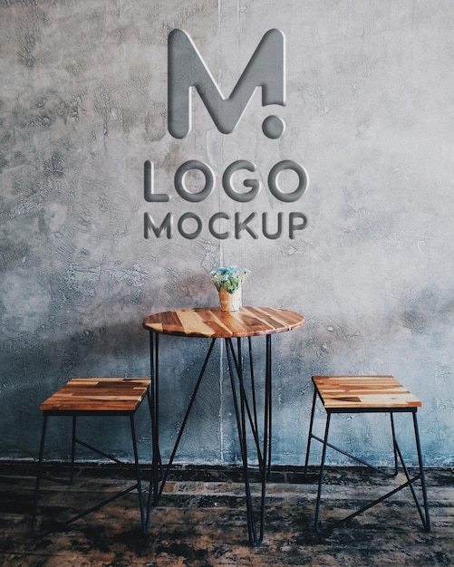 Wall texture logo effect premium mockup