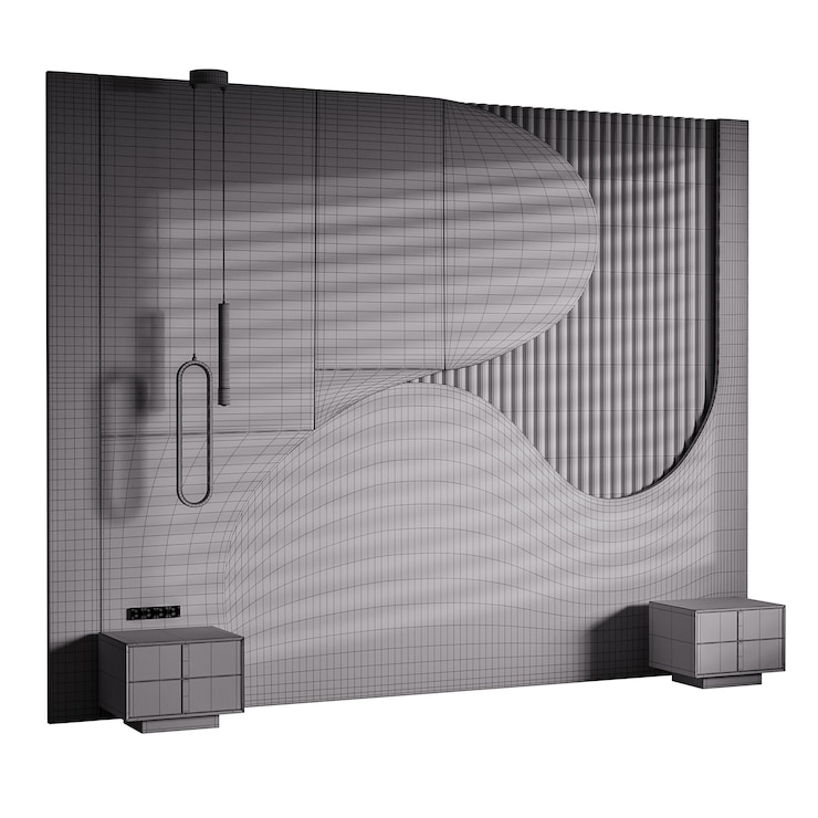 PSD a wall with a design of a wave and a door with a handle the wall is made of wood and has a black color