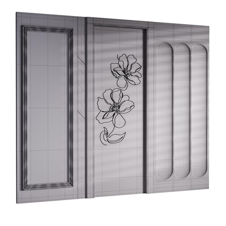 PSD a wall with a floral design on it the design is made up of lines and is very detailed