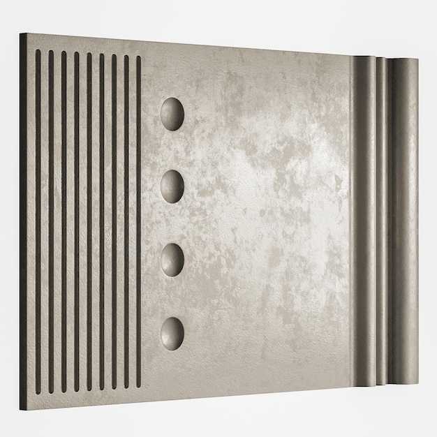 A wall with a gray background and four white dots