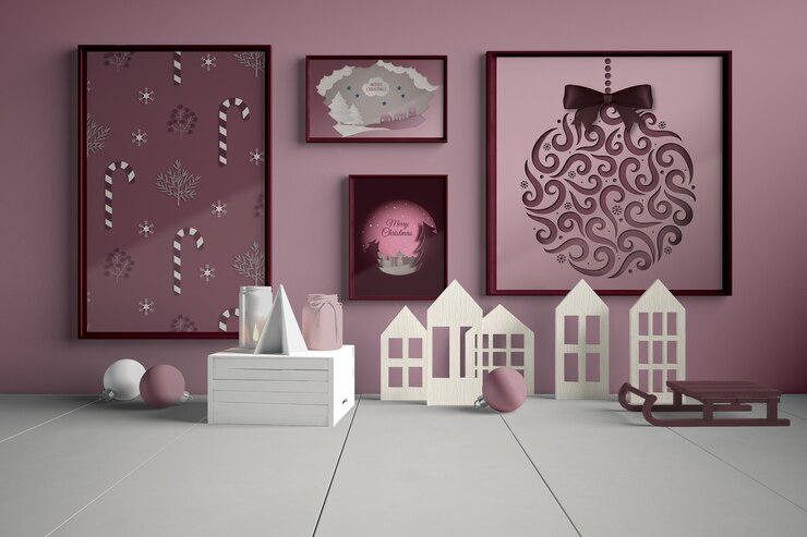 PSD wall with painting collection for christmas