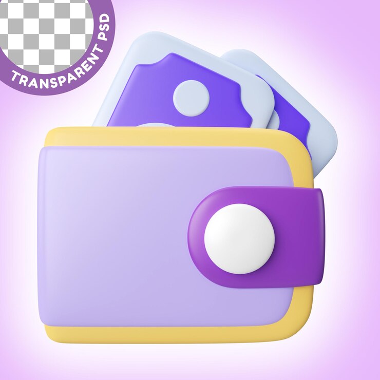 Кошелек 3D иллюстрации значок