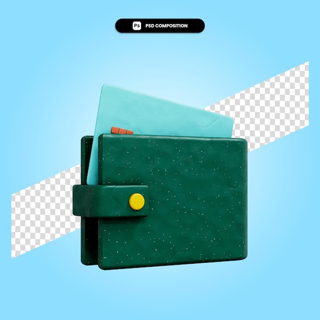 Wallet 3d render illustration isolated