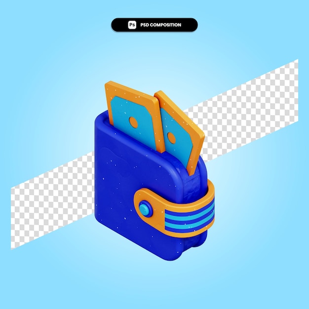 Wallet 3d render illustration isolated