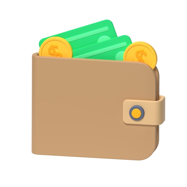 PSD wallet 3d vector icon illustration asset