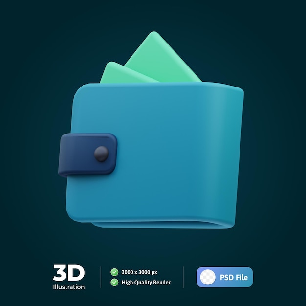 PSD wallet business 3d illustration