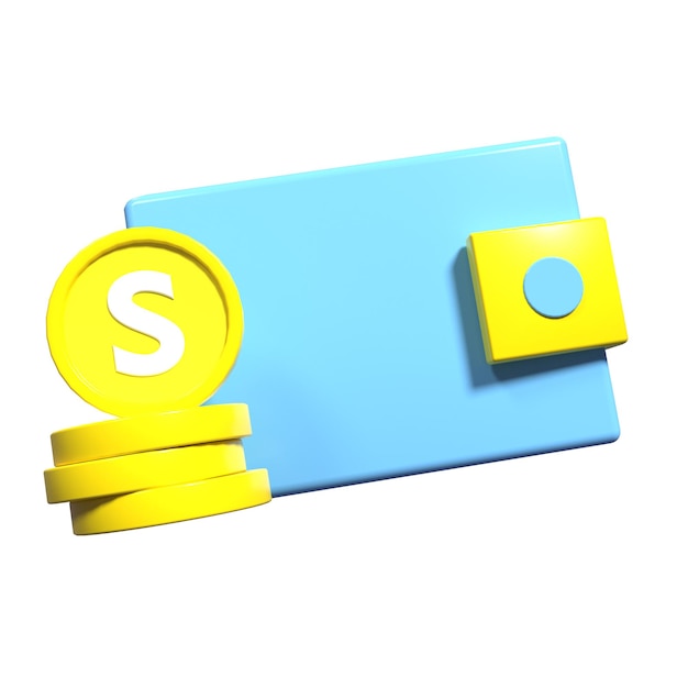 Wallet and Coin 3D Icon Minimalist