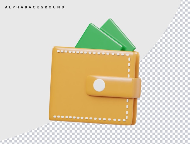 Икона кошелька 3D-илюстрация