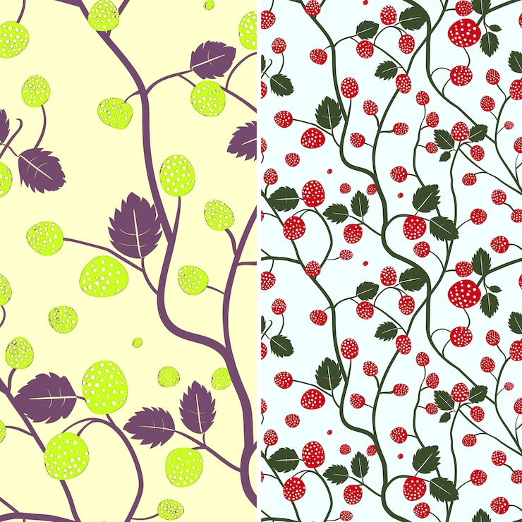 PSD the wallpaper is a pattern of fruit and berries