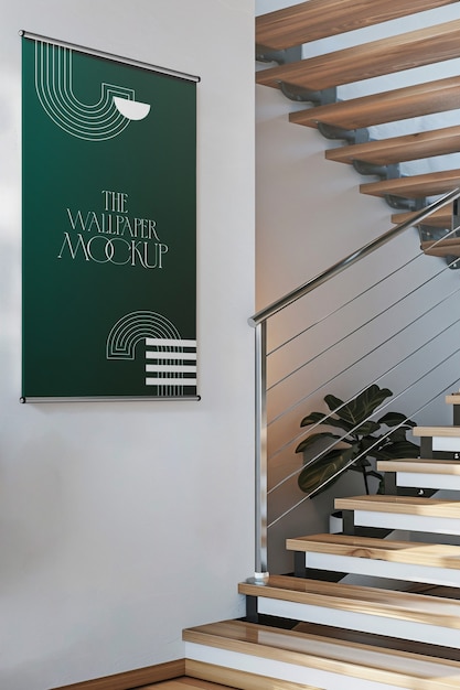 PSD wallpaper mockup by the staircase