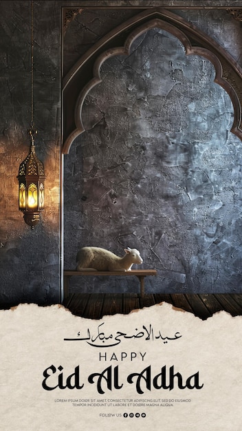 PSD a wallpaper of a mosque with a dog and a lamp in the background