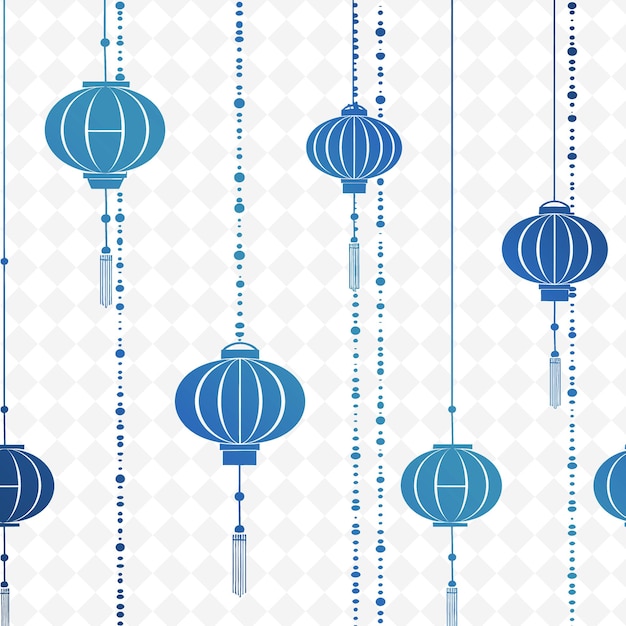 A wallpaper with blue lanterns and a wallpaper with a pattern of chinese lanterns