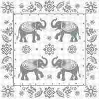 PSD a wallpaper with elephants and flowers and an elephant