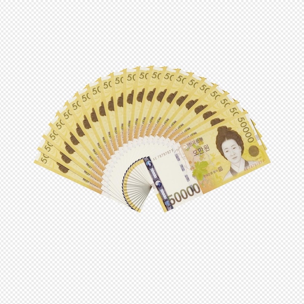 PSD waluta korei pakiet różnych rodzajów waluty papierowej wygrane pieniądze koreańskie