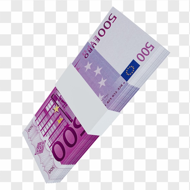 PSD waluta unii europejskiej euro 500: stos banknotów europejskich eur