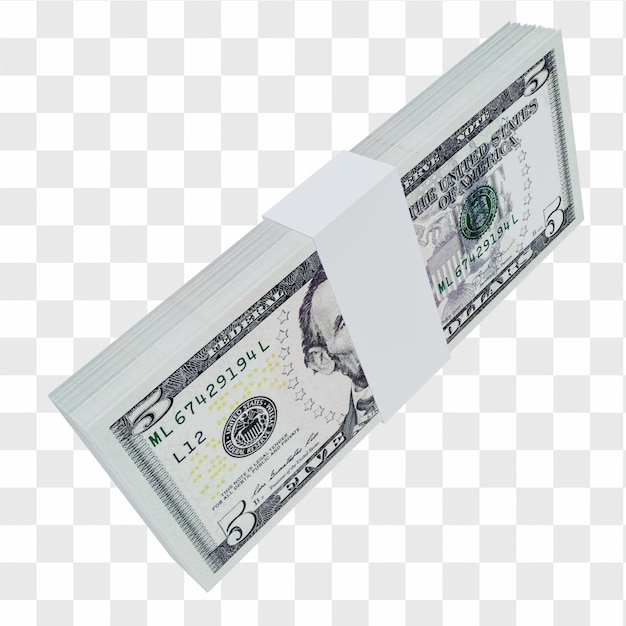 PSD waluta usa dolar 5: stos banknotów usa dolar usa