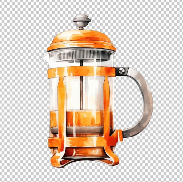 PSD wandelen franse koffiemaker waterverf geïsoleerd op transparante achtergrond png