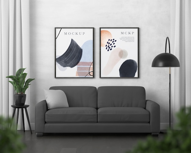 Wandframe mock-up met interieur