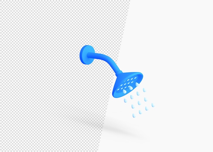 PSD wandmontage regendouche met waterdruppel 3d-pictogram