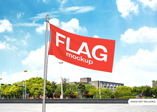 Wapperende vlag mockup met bewerkbare achtergrond