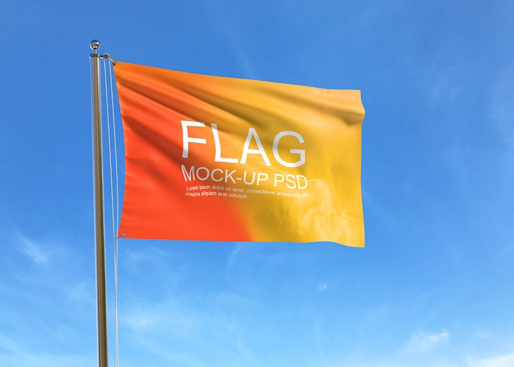PSD wapperende vlag mockup