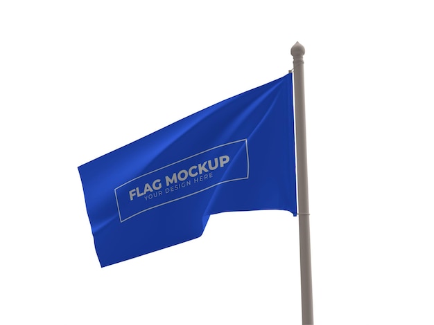 Wapperende vlag op Pole Mockup sjabloon geïsoleerd