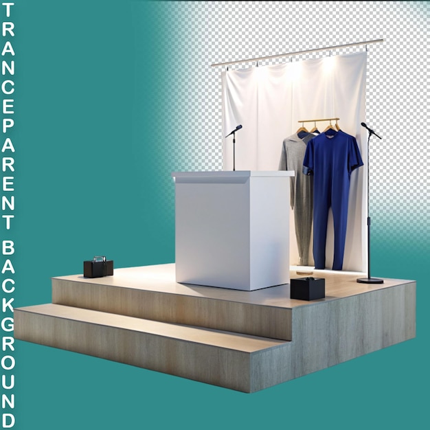 PSD wardrobe with built in led lit hanging rails and sensor ligh on transparent background blank