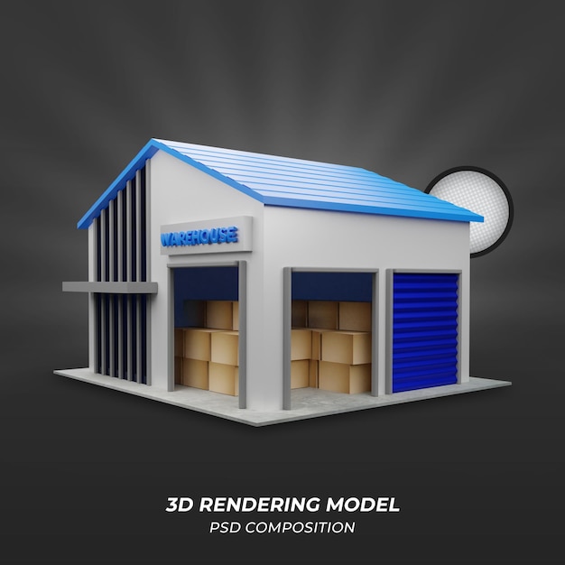 PSD warehouse 3d rendering