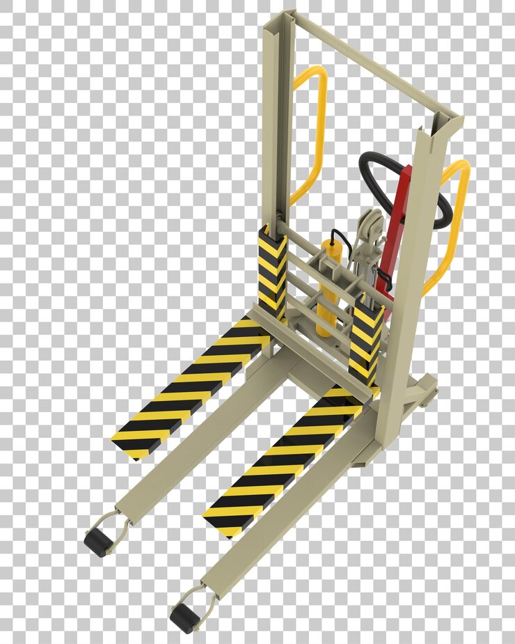 PSD warehouse hydraulic equipment isolated on transparent background 3d rendering illustration