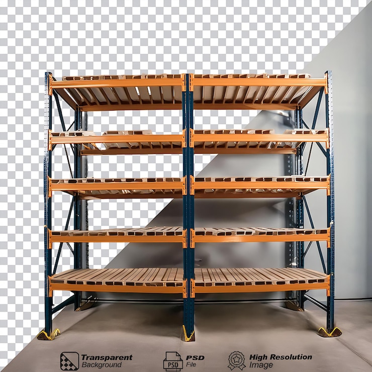 PSD warehouse rack isolated on transparent background