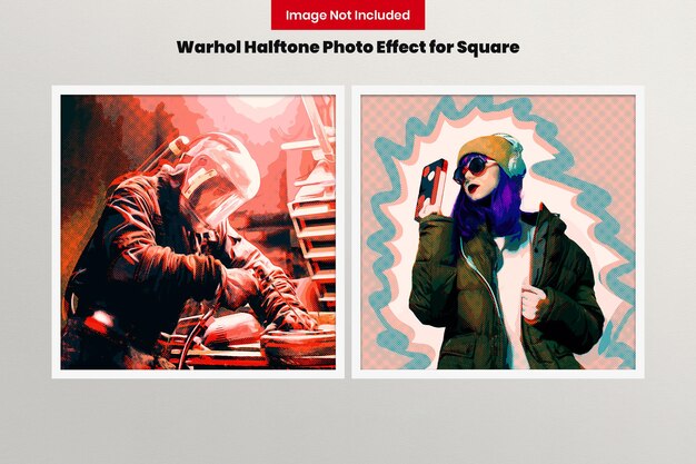 PSD warhol halftone photo effect for square