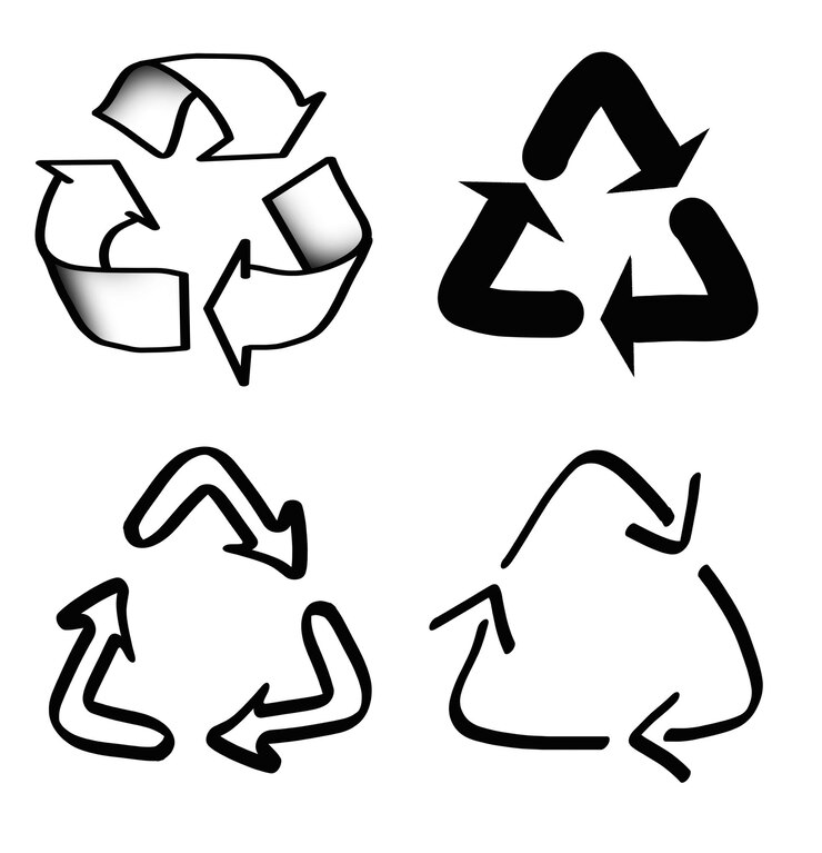 PSD wariacje symbolu recyklingu doodle symbol recyklingu
