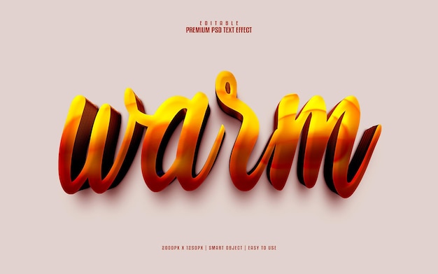 Warm 3d-bewerkbaar premium psd-teksteffect